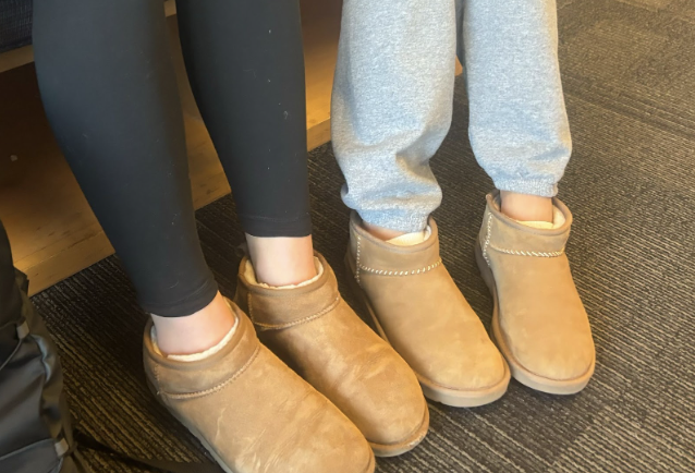 Sophomores Olivia Lindemann and Laila Ciaccio sport their pairs of Ultra Minis.